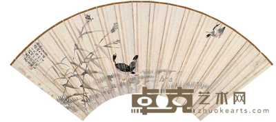 吴青霞 1959年作 芦雁 扇片 